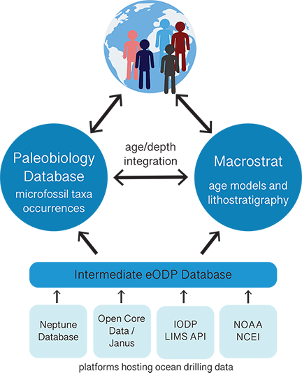 Diagram of data flow for the eODP system.